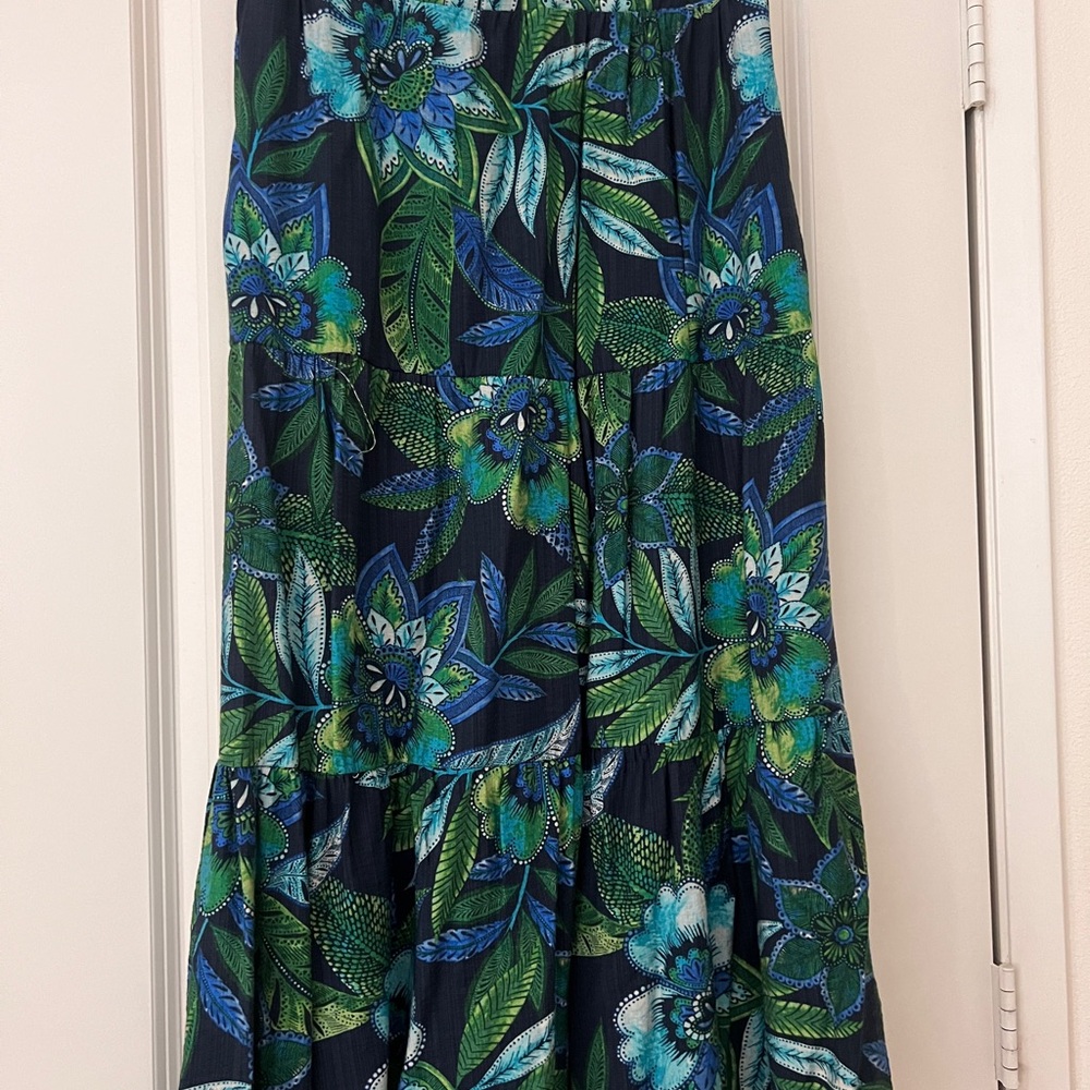 Floral Tiered Maxi Skirt & in top Blue & Green